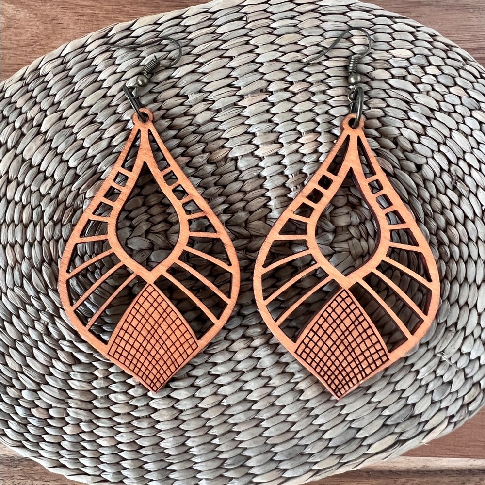 Laser cut wood earrings